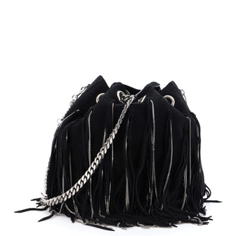 Saint Laurent Emmanuelle Chain Bucket Bag Chain Fringe Suede Medium