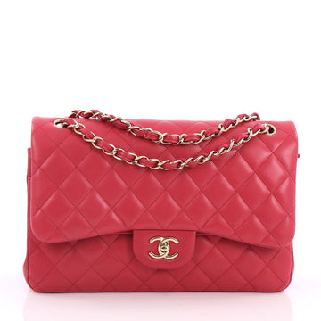 Chanel Classic Double Flap Bag Quilted Lambskin Jumbo Pink