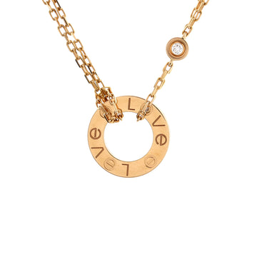 Cartier 2 Diamonds Love Pendant Necklace 18K Rose Gold and Diamonds