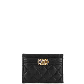 Chanel Boy Card Holder Quilted Caviar