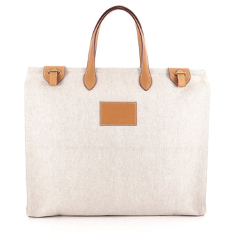 Hermes Kaba Tote Toile and Leather GM White 2069601