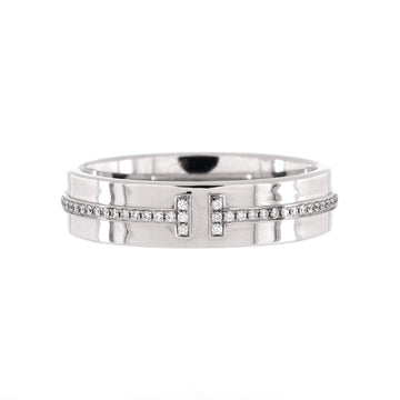 Tiffany & Co. T Two Ring 18K White Gold and Diamonds Wide
