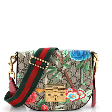 Gucci Padlock Saddle Shoulder Bag Tian Print GG Coated Canvas Medium
