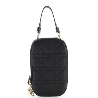 Christian Dior Lady Dior Phone Holder on Chain Cannage Quilt Lambskin