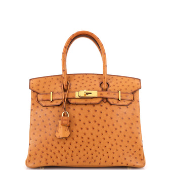 Hermes Birkin Handbag Brown Ostrich with Gold Hardware 30 Brown