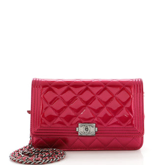 Chanel Boy Wallet on Chain Quilted Patent