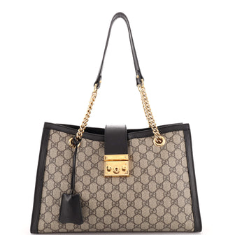 Gucci Padlock Chain Tote GG Coated Canvas Medium