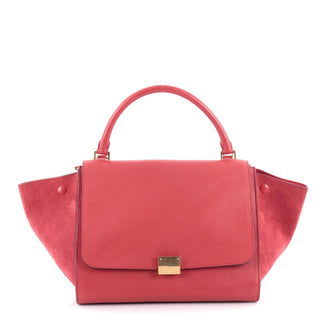 Celine Trapeze Handbag Leather Medium Red