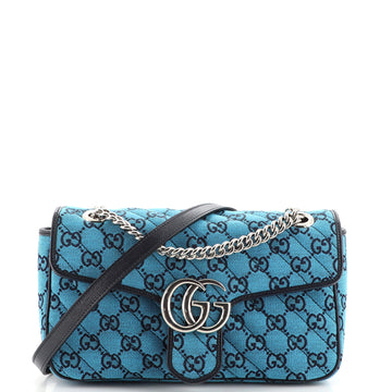 Gucci GG Marmont Flap Bag Diagonal Quilted GG Canvas Small