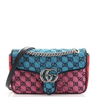 Gucci GG Marmont Flap Bag Diagonal Quilted GG Canvas Small