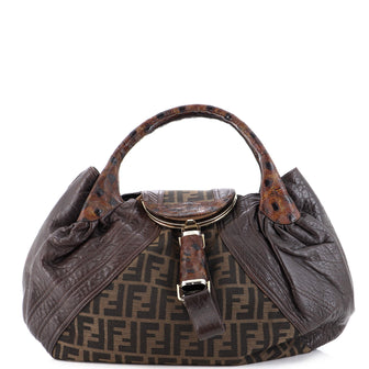 Fendi Tortoise Spy Bag Zucca Canvas and Leather