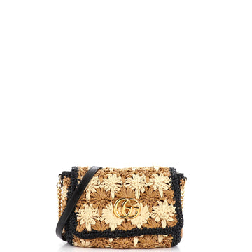 Gucci GG Marmont Flap Bag Raffia Small