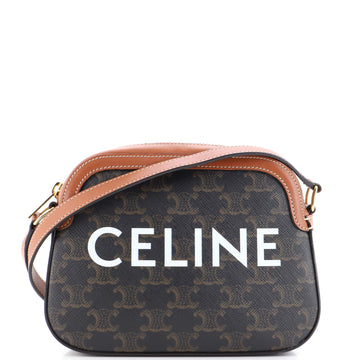 Celine Logo Camera Bag Triomphe Coated Canvas Small