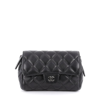 Chanel Flap Zip Cosmetic Case Quilted Lambskin Small Black 2071702