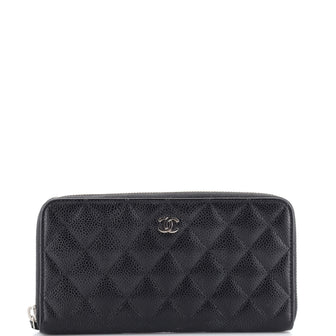 Chanel Zip Around Wallet Quilted Caviar Long