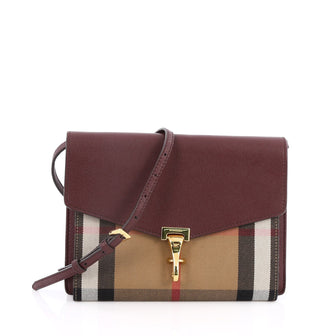 Burberry Macken Crossbody Bag Leather and House Check Canvas Small Purple 2072001