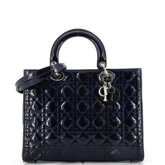 Christian Dior Lady Dior Bag Cannage Quilt Patent Large