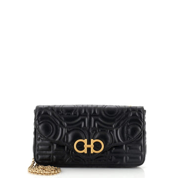 Salvatore Ferragamo Gancini Chain Wallet Gancini Quilted Leather Mini
