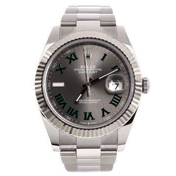 Rolex Oyster Perpetual Datejust Wimbledon Automatic Watch Stainless Steel and White Gold 41