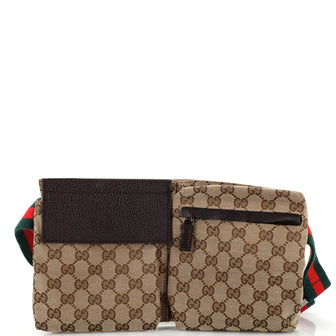 Gucci Vintage Double Belt Bag GG Canvas
