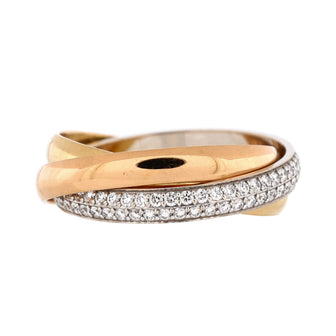 Cartier Trinity Ring 18K Tricolor Gold with Pave Diamonds Small