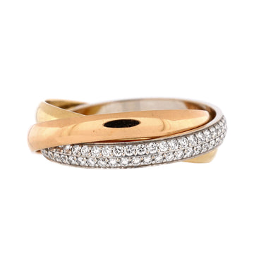 Cartier Trinity Ring 18K Tricolor Gold with Pave Diamonds Small