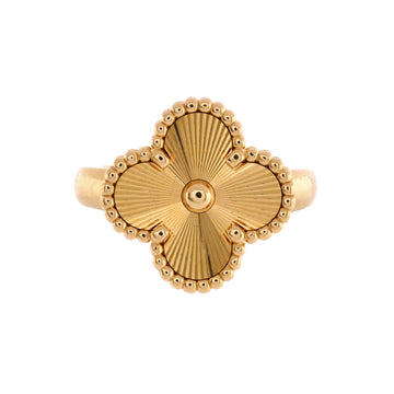 Van Cleef & Arpels Vintage Alhambra Ring Guilloche 18K Yellow Gold