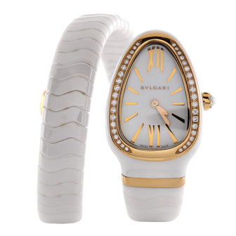 Bvlgari Serpenti Spiga Single Spiral Quartz Watch Ceramic and Rose Gold with Diamond Bezel 23