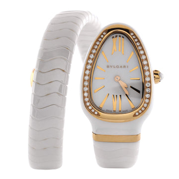 Bvlgari Serpenti Spiga Single Spiral Quartz Watch Ceramic and Rose Gold with Diamond Bezel 23
