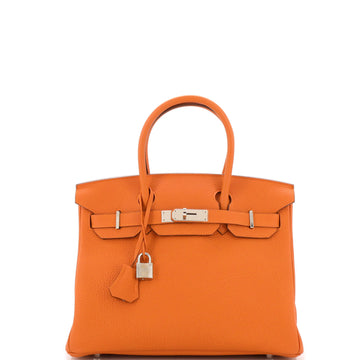 Hermes Birkin Handbag Orange Togo with Palladium Hardware 30