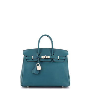 Hermes Birkin Handbag Green Swift with Palladium Hardware 25