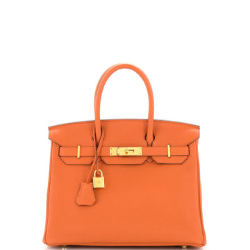 Hermes Birkin Handbag Orange Togo with Gold Hardware 30