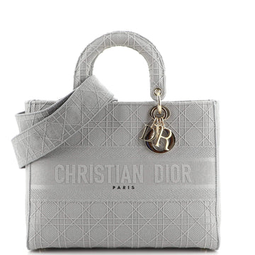Christian Dior Lady D-Lite Bag Cannage Embroidered Canvas Large