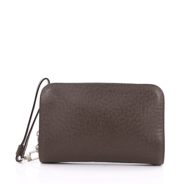 Louis Vuitton Pochette Baikal Clutch Taiga Leather Brown