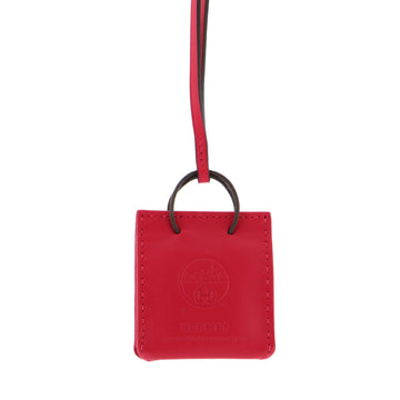 Hermes Orange Shopping Bag Charm Milo Lambskin and Swift