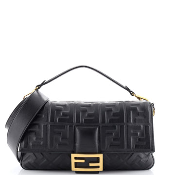 Fendi Baguette NM Bag Zucca Embossed Leather Large