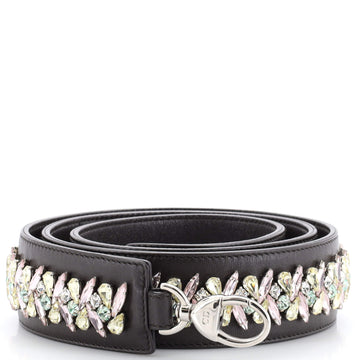 Christian Dior Shoulder Strap Crystal Embellished Leather