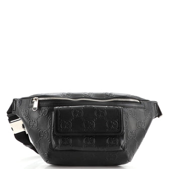 Gucci Front Pocket Belt Bag GG Embossed Perforated Leather