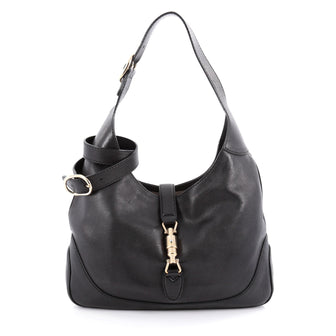 Gucci Jackie Original Shoulder Bag Leather Medium Black 2074004