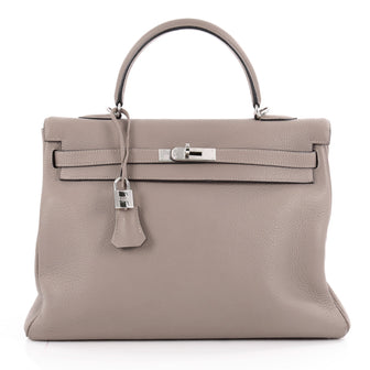 Hermes Kelly Handbag Brown Clemence with Palladium 2074006