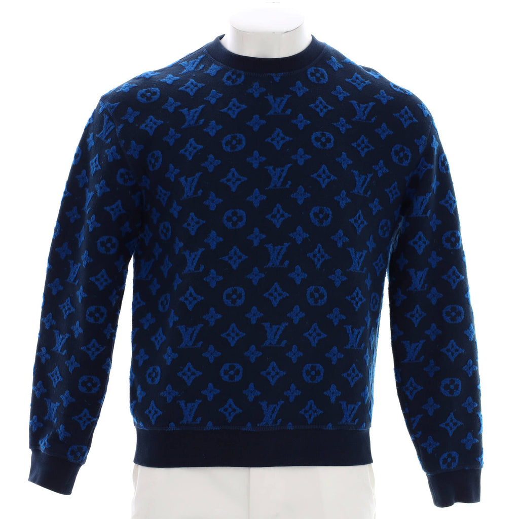 Louis Vuitton Full Monogram Jacquard Crewneck Sweatshirt Navy Size