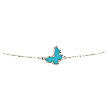 Van Cleef & Arpels Sweet Alhambra Butterfly Bracelet 18K White Gold and Turquoise