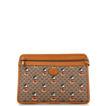 Gucci Disney Mickey Mouse Front Zip Pouch Printed Mini GG Coated Canvas