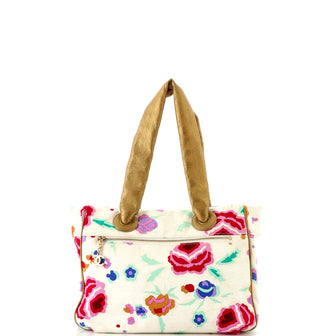 Chanel Vintage Floral Tote Printed Canvas and Leather Medium