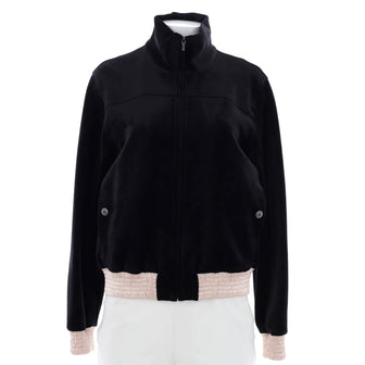 Chanel Women's Zipped Bomber Jacket Velvet
