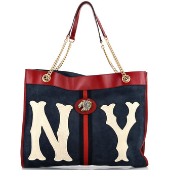Gucci Rajah Chain Tote Suede with Applique Large