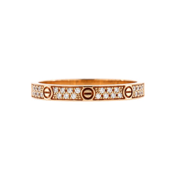 Cartier Love Wedding Band Pave Diamonds Ring 18K Rose Gold and Diamonds Small