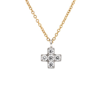 Tiffany & Co. Cruciform Cross Pendant Necklace 18K Yellow Gold and Platinum with Diamonds