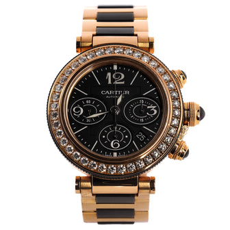 Cartier Pasha de Cartier Seatimer Chronograph Automatic Watch Rose Gold and Rubber with Diamond Bezel 43