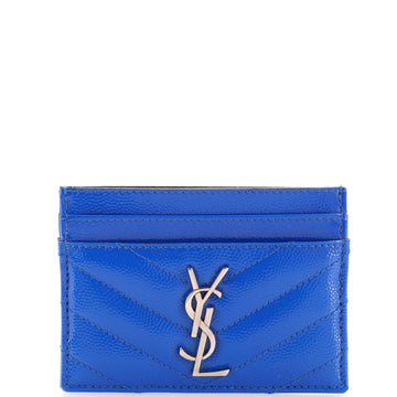 Saint Laurent Classic Monogram Card Holder Matelasse Chevron Patent